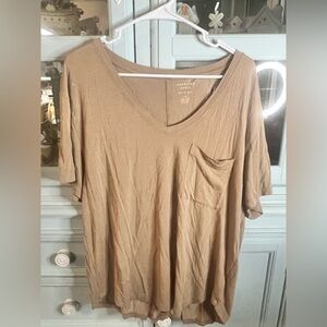 American Eagle Outfitters Brown V-Neck Top